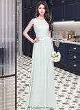 Karina A-Line Scoop Neck Floor-Length Chiffon Bridesmaid Dress With Ruffle STKP0013296