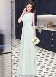 Karina A-Line Scoop Neck Floor-Length Chiffon Bridesmaid Dress With Ruffle STKP0013296