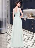 Karina A-Line Scoop Neck Floor-Length Chiffon Bridesmaid Dress With Ruffle STKP0013296