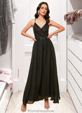 Paityn A-LineV-neckAnkle-LengthBridesmaidDressWithSequinsSplitFront#273658 STKP0013298