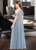 Salma A-Line Scoop Neck Floor-Length Chiffon Junior Bridesmaid Dress With Ruffle STKP0013302