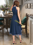 Ella A-Line Scoop Neck Asymmetrical Chiffon Junior Bridesmaid Dress With Ruffles STKP0013303