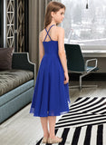 Nylah A-Line Scoop Neck Asymmetrical Chiffon Junior Bridesmaid Dress With Ruffle STKP0013304