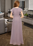 Ingrid A-Line V-neck Asymmetrical Chiffon Junior Bridesmaid Dress With Ruffle Bow(s) STKP0013315