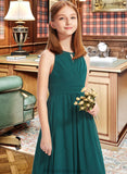 Magdalena A-Line Scoop Neck Floor-Length Chiffon Junior Bridesmaid Dress With Ruffle STKP0013320