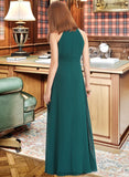 Magdalena A-Line Scoop Neck Floor-Length Chiffon Junior Bridesmaid Dress With Ruffle STKP0013320