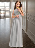 Gillian A-Line Scoop Neck Floor-Length Chiffon Junior Bridesmaid Dress With Ruffle STKP0013325