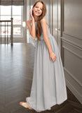 Gillian A-Line Scoop Neck Floor-Length Chiffon Junior Bridesmaid Dress With Ruffle STKP0013325