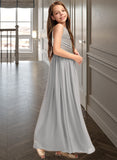 Gillian A-Line Scoop Neck Floor-Length Chiffon Junior Bridesmaid Dress With Ruffle STKP0013325