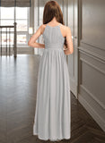 Gillian A-Line Scoop Neck Floor-Length Chiffon Junior Bridesmaid Dress With Ruffle STKP0013325