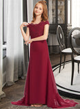 Gemma Trumpet/Mermaid Off-the-Shoulder Court Train Chiffon Lace Junior Bridesmaid Dress STKP0013330