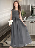 Polly A-Line Scoop Neck Floor-Length Chiffon Lace Junior Bridesmaid Dress With Ruffle STKP0013331