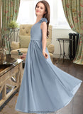 Faith A-Line One-Shoulder Floor-Length Chiffon Junior Bridesmaid Dress With Ruffle Flower(s) STKP0013332