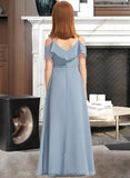 Lillian A-Line Off-the-Shoulder Floor-Length Chiffon Junior Bridesmaid Dress With Ruffles STKP0013334