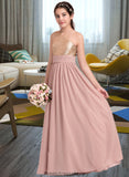 Shayla A-Line One-Shoulder Floor-Length Chiffon Junior Bridesmaid Dress With Ruffle STKP0013340