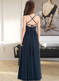 Maryjane A-Line Square Neckline Floor-Length Chiffon Junior Bridesmaid Dress With Bow(s) STKP0013345