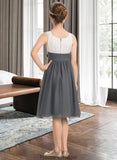 Emmalee A-Line Scoop Neck Knee-Length Chiffon Junior Bridesmaid Dress With Ruffle Flower(s) STKP0013350