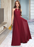 Giana A-Line Scoop Neck Floor-Length Chiffon Junior Bridesmaid Dress STKP0013357