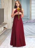 Giana A-Line Scoop Neck Floor-Length Chiffon Junior Bridesmaid Dress STKP0013357