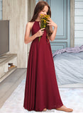 Giana A-Line Scoop Neck Floor-Length Chiffon Junior Bridesmaid Dress STKP0013357