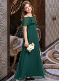 Anabelle A-Line Off-the-Shoulder Floor-Length Chiffon Junior Bridesmaid Dress With Bow(s) STKP0013359