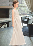 Isabela A-Line Scoop Neck Floor-Length Chiffon Lace Junior Bridesmaid Dress With Ruffle STKP0013360