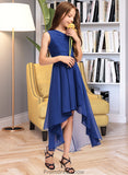 Camila A-Line One-Shoulder Asymmetrical Chiffon Junior Bridesmaid Dress With Bow(s) Ruffles STKP0013363