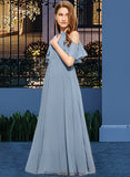 Phoenix A-Line Scoop Neck Floor-Length Chiffon Junior Bridesmaid Dress With Cascading Ruffles STKP0013367