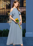 Phoenix A-Line Scoop Neck Floor-Length Chiffon Junior Bridesmaid Dress With Cascading Ruffles STKP0013367