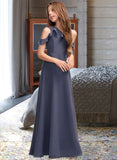 Amaris A-Line One-Shoulder Floor-Length Chiffon Junior Bridesmaid Dress With Cascading Ruffles STKP0013370