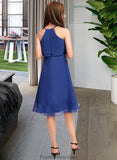 Regina A-Line Scoop Neck Knee-Length Chiffon Junior Bridesmaid Dress With Cascading Ruffles STKP0013371