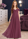 Rylie A-Line Off-the-Shoulder Floor-Length Chiffon Junior Bridesmaid Dress With Ruffle STKP0013376