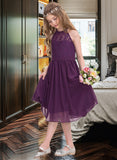 Hadassah A-Line Scoop Neck Knee-Length Chiffon Junior Bridesmaid Dress STKP0013379