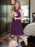 Hadassah A-Line Scoop Neck Knee-Length Chiffon Junior Bridesmaid Dress STKP0013379