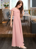 Cassandra A-Line Scoop Neck Floor-Length Chiffon Junior Bridesmaid Dress With Cascading Ruffles STKP0013382