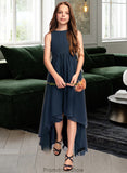 Sandy A-Line Scoop Neck Asymmetrical Chiffon Junior Bridesmaid Dress STKP0013384