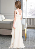 Alena A-Line Scoop Neck Floor-Length Chiffon Junior Bridesmaid Dress With Cascading Ruffles STKP0013394