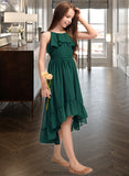 Sonia A-Line Scoop Neck Asymmetrical Chiffon Junior Bridesmaid Dress With Cascading Ruffles STKP0013395