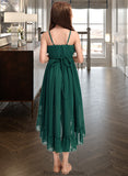 Sonia A-Line Scoop Neck Asymmetrical Chiffon Junior Bridesmaid Dress With Cascading Ruffles STKP0013395