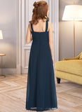 Melody A-Line Scoop Neck Floor-Length Chiffon Junior Bridesmaid Dress With Ruffle STKP0013397