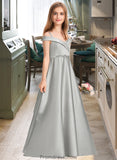 Xiomara Ball-Gown/Princess Off-the-Shoulder Floor-Length Satin Junior Bridesmaid Dress STKP0013404