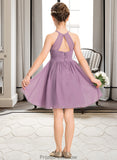 Hailie A-Line Scoop Neck Knee-Length Chiffon Junior Bridesmaid Dress With Ruffle Beading STKP0013407