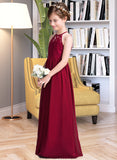 Adriana A-Line Scoop Neck Floor-Length Chiffon Junior Bridesmaid Dress STKP0013412