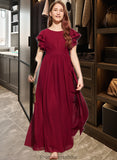 Trudie A-Line Scoop Neck Floor-Length Chiffon Junior Bridesmaid Dress With Cascading Ruffles STKP0013417