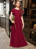 Trudie A-Line Scoop Neck Floor-Length Chiffon Junior Bridesmaid Dress With Cascading Ruffles STKP0013417