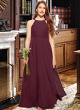 Izabelle A-Line Scoop Neck Floor-Length Chiffon Junior Bridesmaid Dress STKP0013418