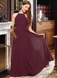 Izabelle A-Line Scoop Neck Floor-Length Chiffon Junior Bridesmaid Dress STKP0013418