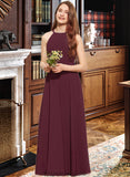 Izabelle A-Line Scoop Neck Floor-Length Chiffon Junior Bridesmaid Dress STKP0013418