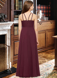 Izabelle A-Line Scoop Neck Floor-Length Chiffon Junior Bridesmaid Dress STKP0013418