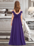 Hayley A-Line Off-the-Shoulder Floor-Length Chiffon Junior Bridesmaid Dress With Ruffle STKP0013421